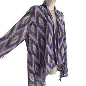 Chico's Purple Sheer Mesh Cardigan Women‎ 2 (Large) Open Front Lightweight